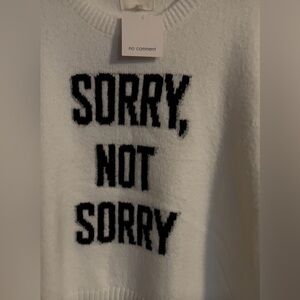 NWT No Comment Women's White Crew Neck Sweater XL